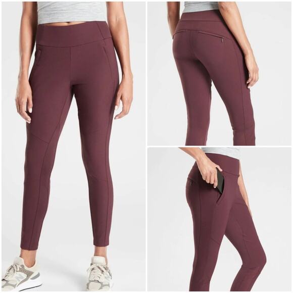 Athleta Headlands Hybrid Trek Hiking Tight Antique Burgundy Women's size 4 TALL - Picture 1 of 16